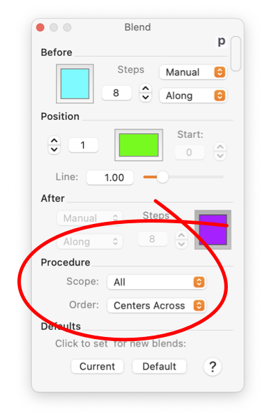 Parameter panel for blending multiple Bezier paths.