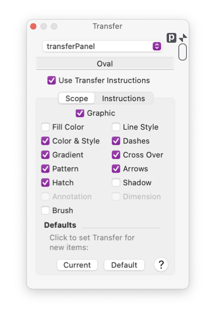 EazyDraw Transfer Panel