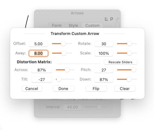 EazyDraw Arrows Custom Transform