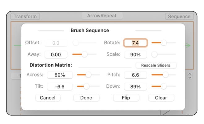 EazyDraw Brushes Custom Transform