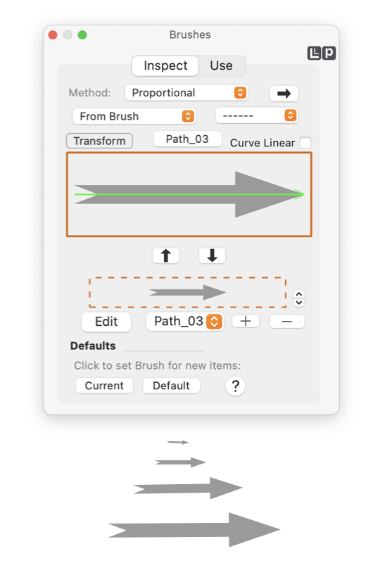 EazyDraw Brushes Stretch Proportional Palette