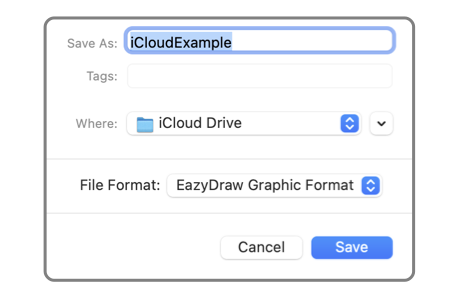 macOS iCloud drive save vector drawing file.