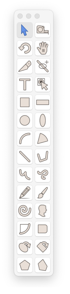 Vector drawing tools, main tool palette.