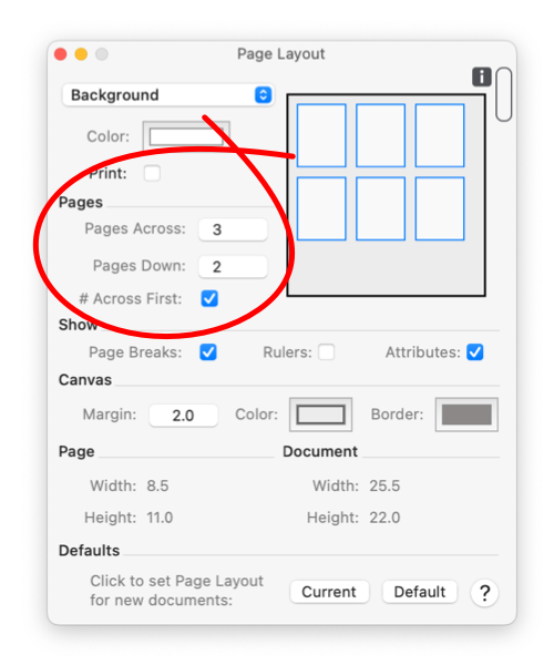 EazyDraw Page Layout Drawing Size