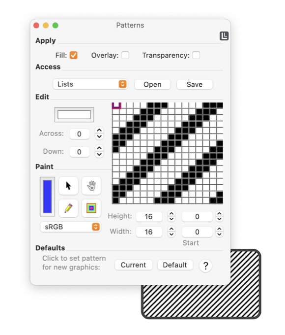 EazyDraw Patterns Panel