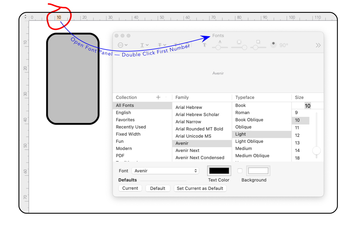 EazyDraw Ruler Font Example