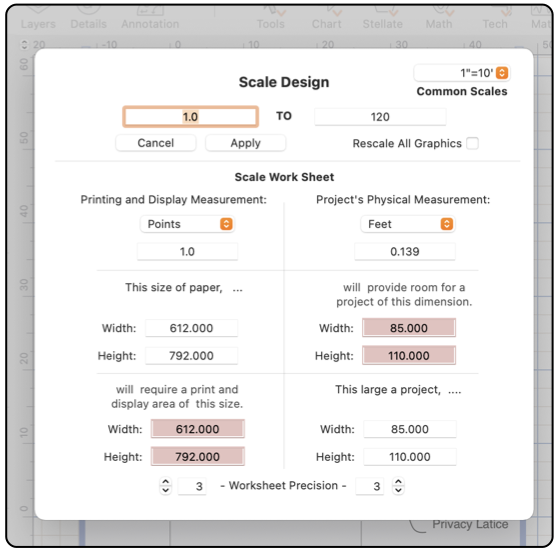 EazyDraw Scale Worksheet