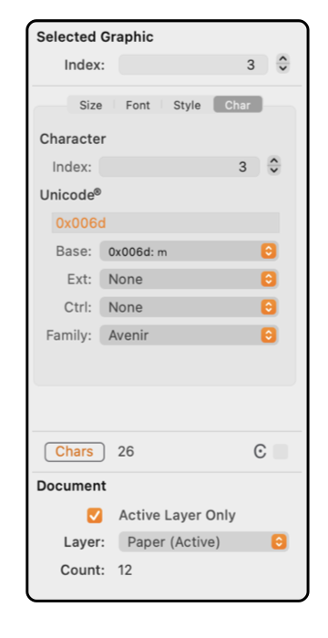 EazyDraw Help Graphics Char Graphic Inspection Details