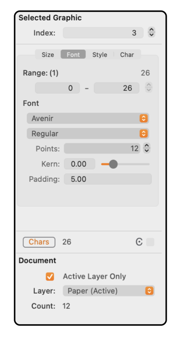 EazyDraw Help Graphics Font Graphic Inspection Details