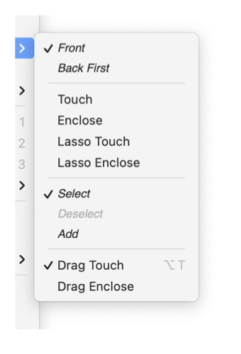 EazyDraw selection tool menu.